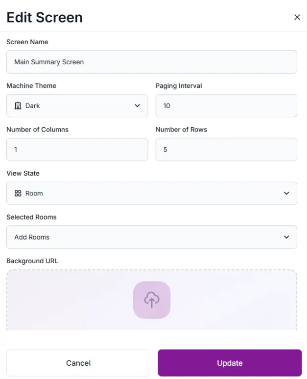 Management portal configuring summary screen rows, columns and paging